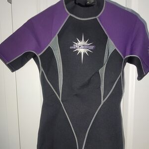 Purple and Black Short Sleeve Wetsuit